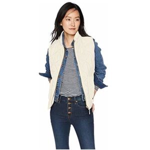 White Cream J CREW Puffer Sleeveless Vest Size S